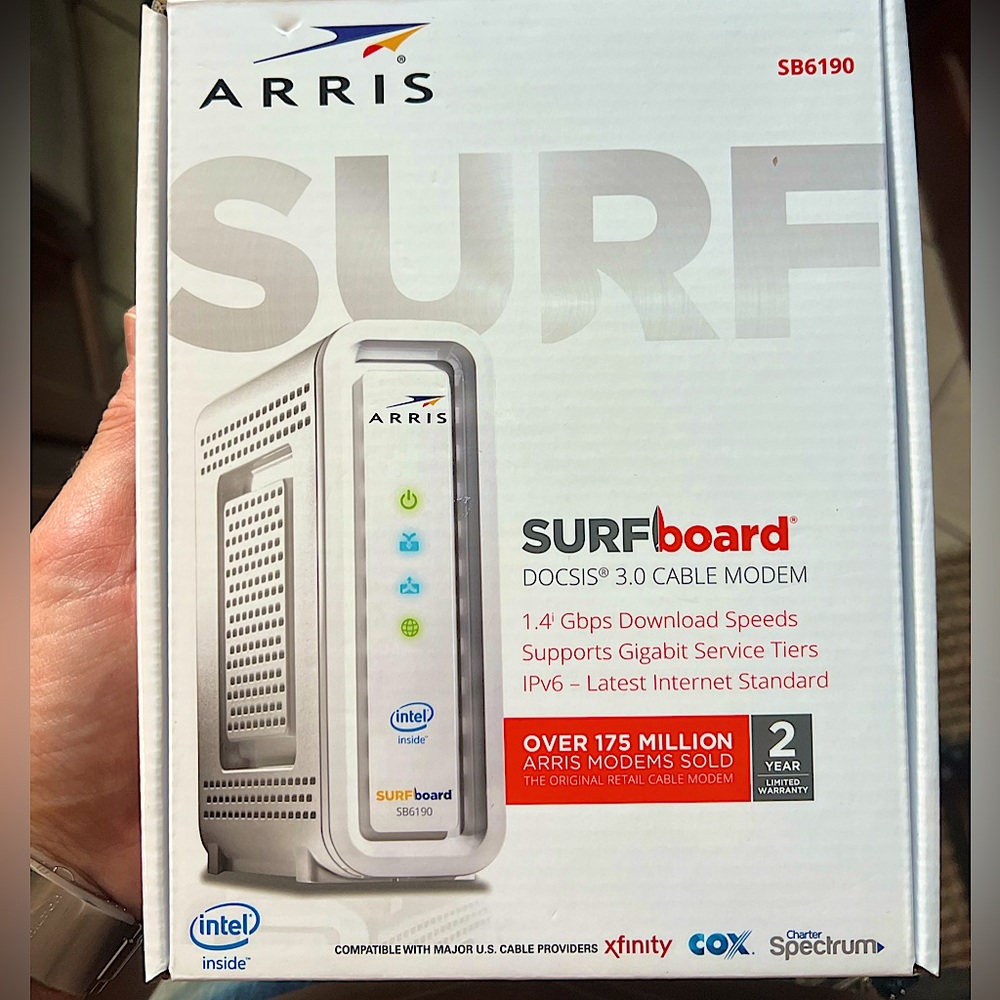 Arris SURFboard Sb6190 (32x8) DOCSIS 3.0 Cable Modem Open Box / Never Used